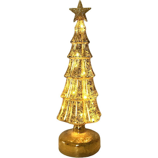 Arbore Decorativ De Crăciun Flippy Model Stea Sticlă Cu Lumină 3 Baterii Aa 31 5 X 9 Cm Auriu