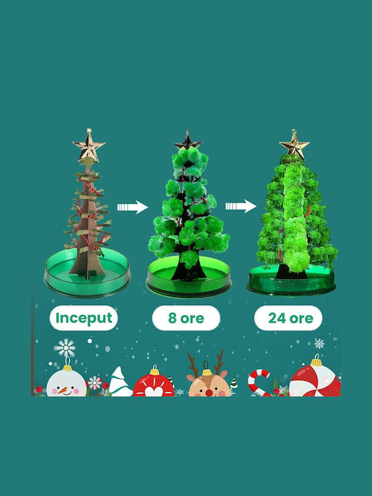 Jucărie Copac de Crăciun Flippy Magic cu Flori de Hârtie Creștere Lentă în 8-24 H Decorațiune de Crăciun 16.5 X 9.5 X 9.5 Cm Verde