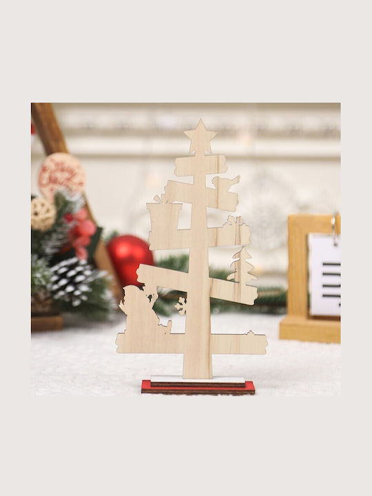 Decorațiune Din Lemn De Crăciun Flippy Masă Inscripționată Vă Dorim Un Crăciun Fericit Design Brad De Crăciun 21,5x12,2x4 Cm Multicolor