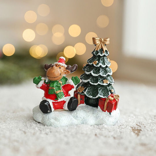 Christmas Resin Ornament Decoration Flippy Reindeer Christmas Tree Model Christmas Office Decoration 6.5 X 6.5 X 4 Cm Red Green