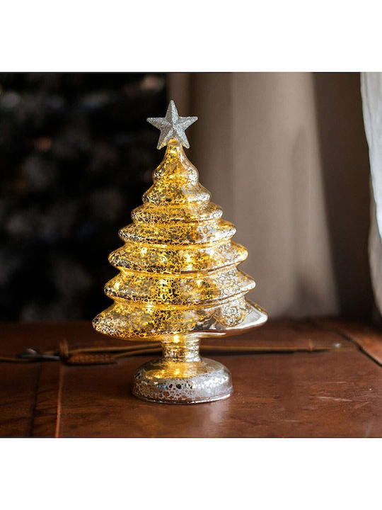 Arbore Decorativ De Crăciun Flippy Model Stea Sticlă Cu Lumină 3 Baterii Aa 22 X 9 Cm Auriu