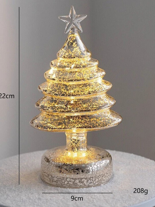 Arbore Decorativ De Crăciun Flippy Model Stea Sticlă Cu Lumină 3 Baterii Aa 22 X 9 Cm Auriu