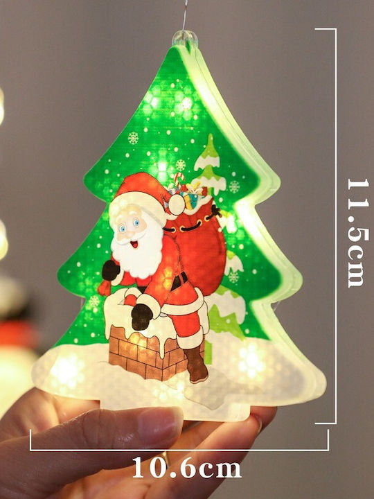 Flippy Warm White Christmas Tree Shaped Lighted Decoration 11.5 X 10.6 Cm Santa Claus Next To Tree Hanger