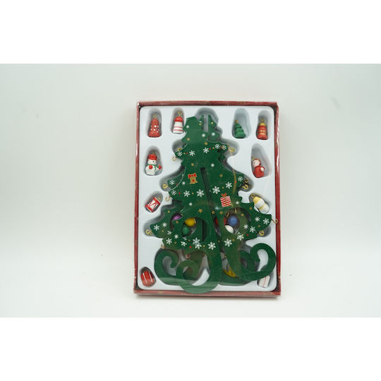 Christmas Decoration Green Tree 6 Cavities Ornaments 12 Cm X 20 Cm Wood Alista Home