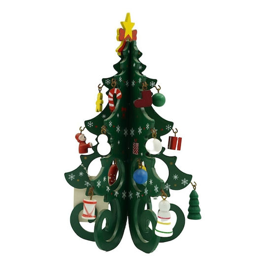 Christmas Decoration Green Tree 6 Cavities Ornaments 12 Cm X 20 Cm Wood Alista Home