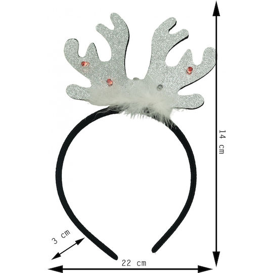 Christmas Reindeer Headband Hairband Black Metallic Gray Standard Size Alista Home