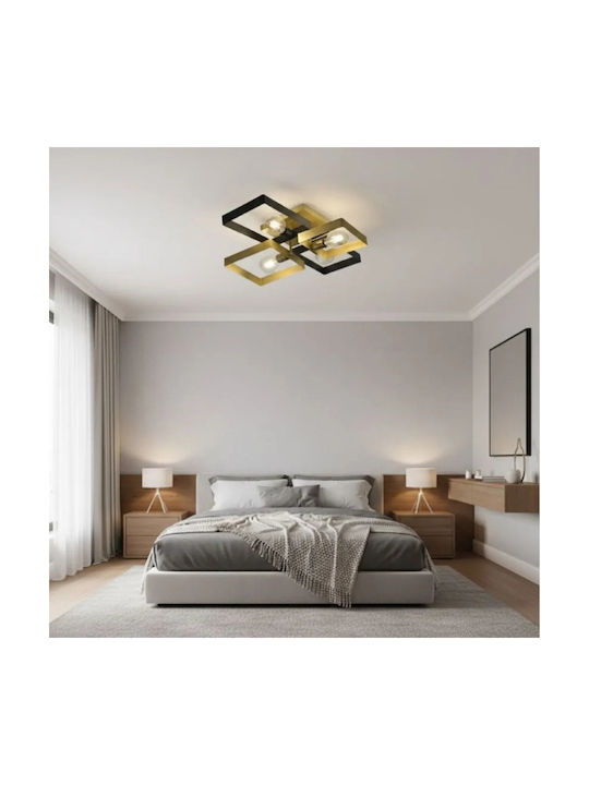 Ng Lighting Deckenleuchte Płafoniera Handgefertigt Metallisch Schwarz Gold Vierflammig E27 75x60x20cm 2026470