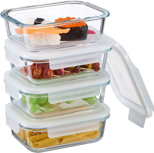 Relaxdays Set Mittagsboxen Transparente 4 Stück