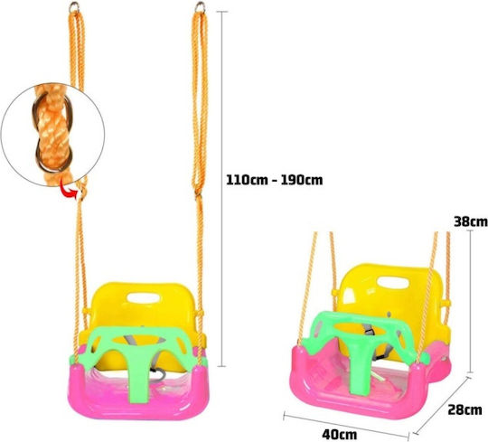 Leagăn Suspendat 40x28x38 cm pentru 3+ Ani Roz