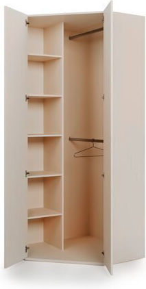 Sermavi 100 Doppeltür Kleiderschrank Ecke mit Spiegel 100x100x231cm Beige