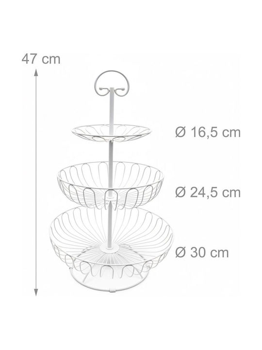 Relaxdays Fruit Bowl 3 Levels White 47x30x30cm