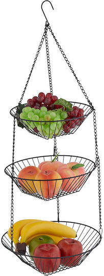 Relaxdays 3 Levels Black Fruit Bowl 28x28 cm