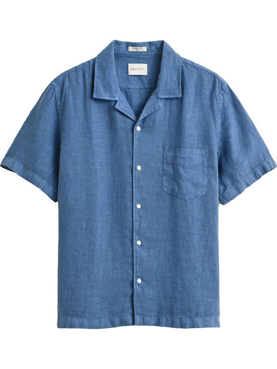 Short Sleeve Linen Shirt Royal Blue