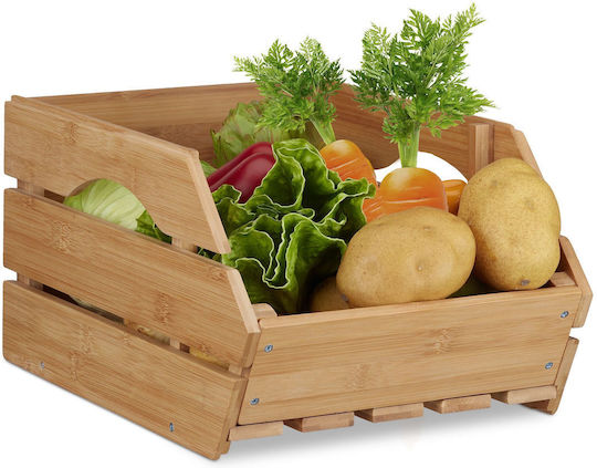 Relaxdays Fruit Bowl Made of Beige Bamboo 20x27.5x38cm