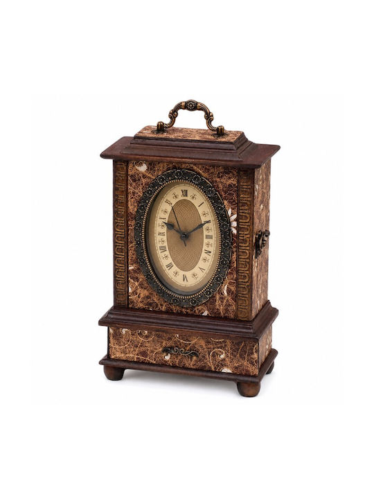 Karvounis 16x9x27cm Tabletop Clock with Indicators Wooden with Alarm Clock Brown HY01024