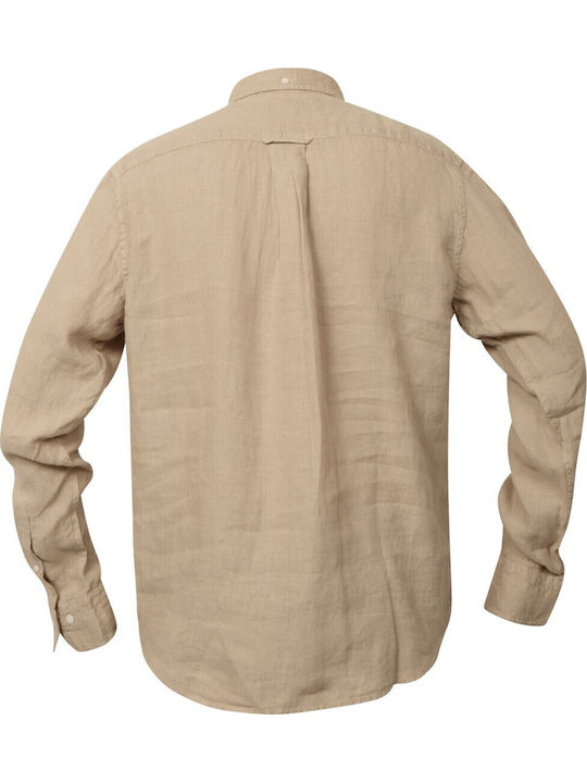 Long-sleeved Linen Shirt Beige