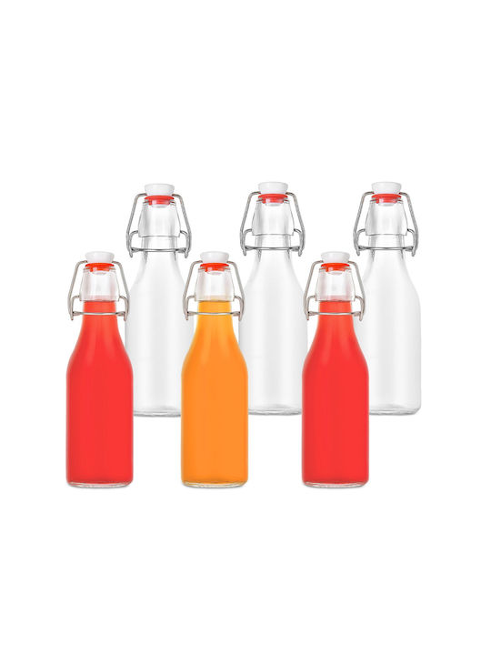 Relaxdays Μπουκάλι Νερού Γυάλινο 250ml 6 Τεμάχια