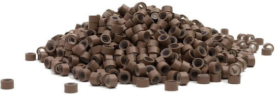 Micro Rings Σιλικόνη 100τμχ Καφέ Ανοιχτό