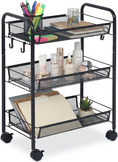 Relaxdays Troleu De Bucătărie Metalic Cu 3 Locuri Negru 44.5x44.5x63cm