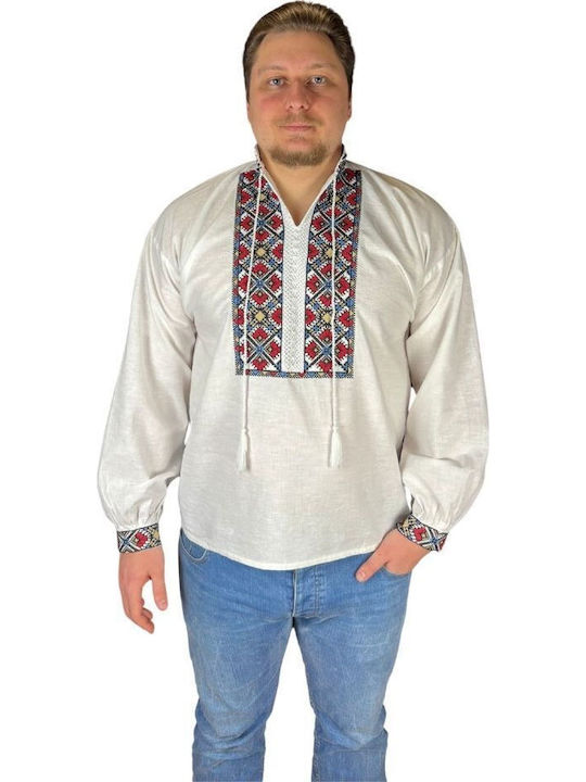Bluza Alb/Roșu Burgund