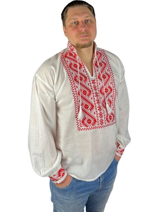 Herrenblusen Weiß/Rot