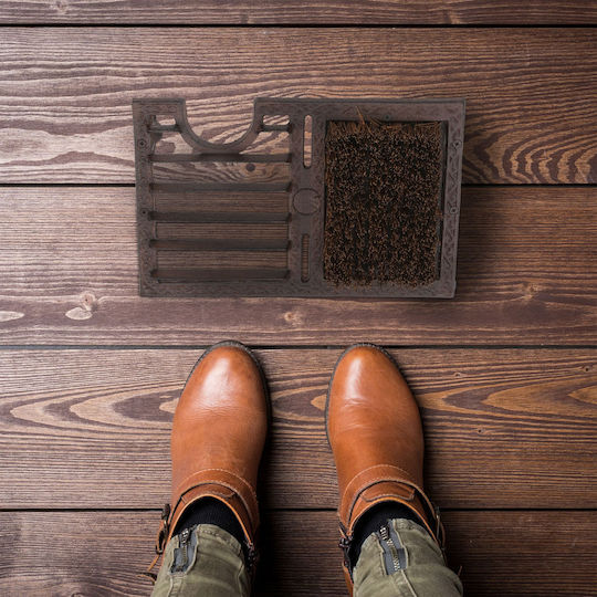 Relaxdays Cast Iron Shoe Scraper Dark Brown 12x22.5x33.5 Cm