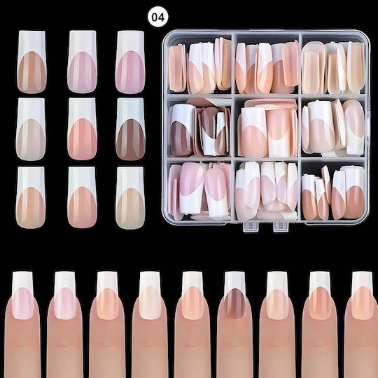 Misscheering Nail Tips Artificial Nails Medium Almond 5 Nude Colors 135pcs No 04