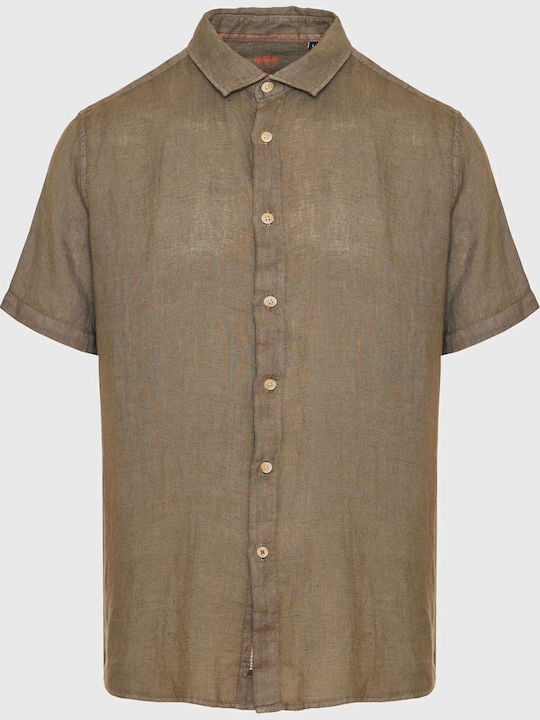 Short-sleeved Linen Shirt Brown