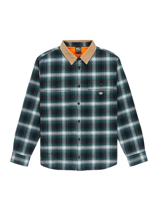 Mercury Long-sleeved Flannel Shirt in Wide Line Checked Blue