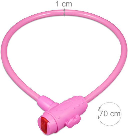 Relaxdays Bicycle Lock Set 1 Lock 2 Keys 70x1cm Pink Red