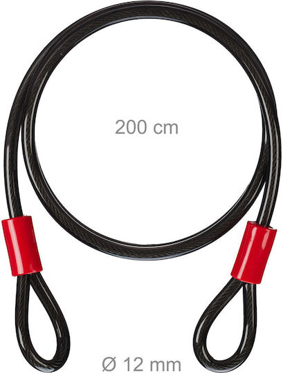 Relaxdays Cablu de Blocare 12 Mm Roșu Negru 2.5x5.5x200 Cm
