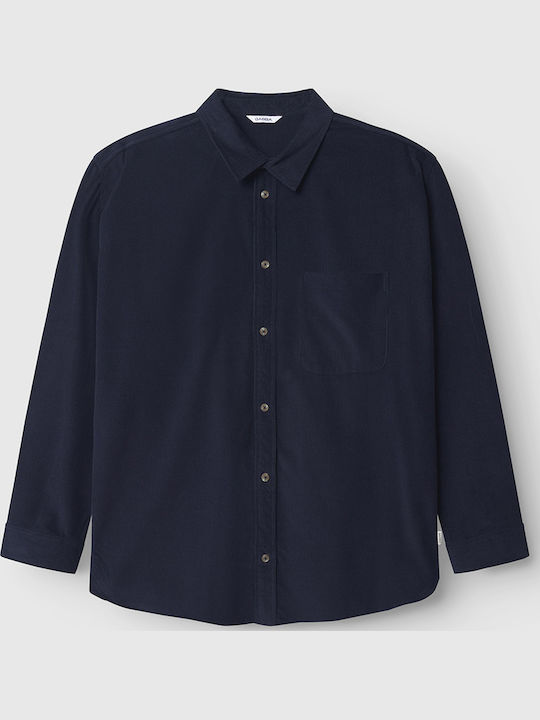 Langärmeliges Zeichenfolge Overshirt in Breite Linie Blau