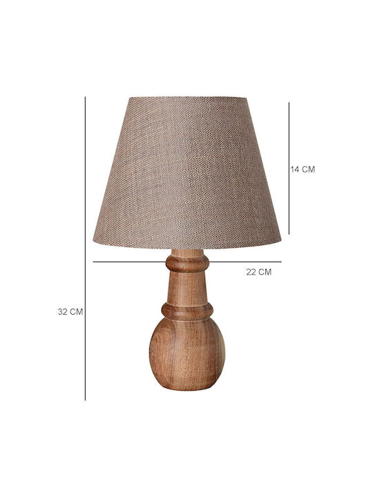 SteweHome Wooden Table Lamp LED with Brown Shade and Base