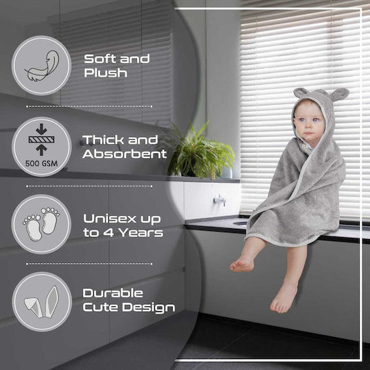 Baby-Badetuch mit Kapuzen Bio-Bambus Grau