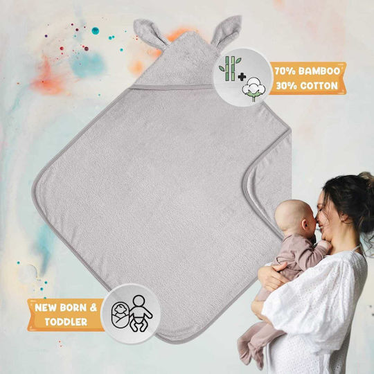 Baby-Badetuch mit Kapuzen Bio-Bambus Grau