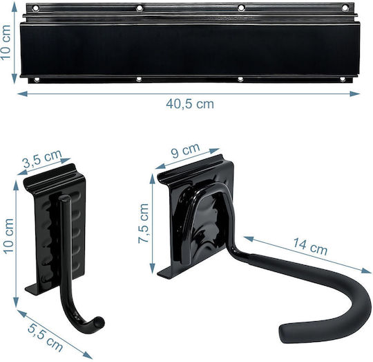 Relaxdays Bicycle Storage Rack Black 10x40.5cm Multiple Bicycles 70kg Capacity