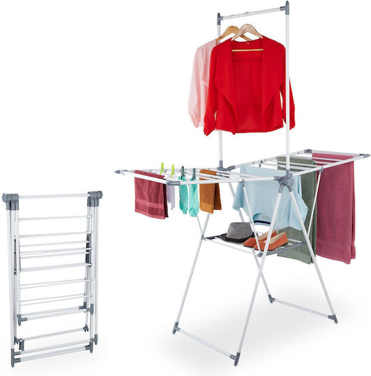 Relaxdays Folding Floor Clothes Drying Rack Made of Stainless Steel with 15m Hanging Length