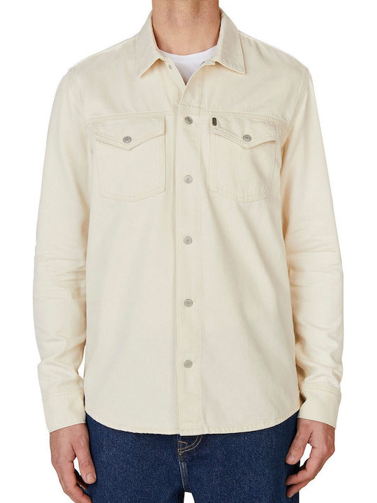 Дълъг Ръкав Деним Overshirt в Стандартна Кройка Екрю