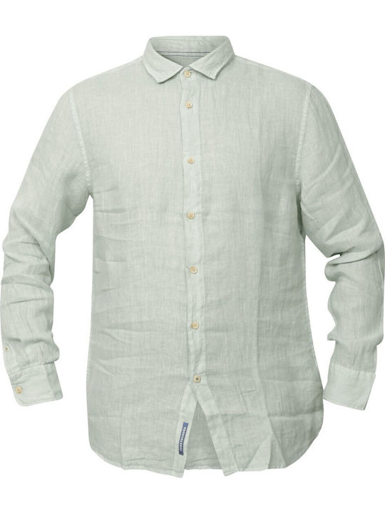 Long-sleeved Linen Shirt Lt Aqua