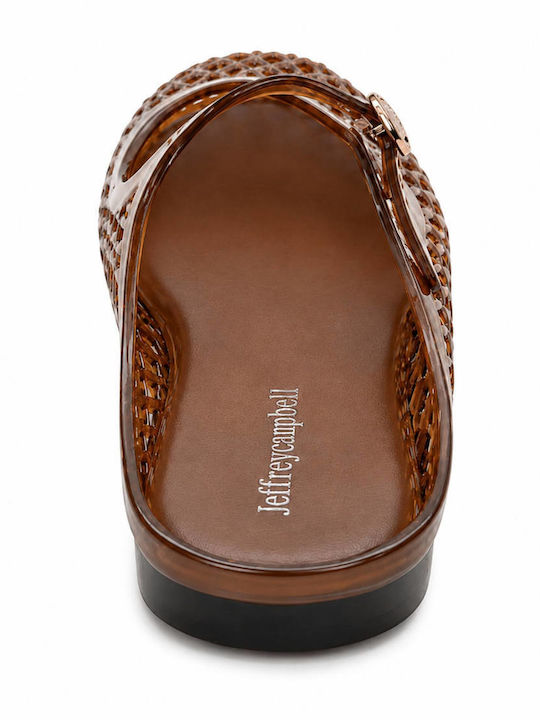 Leather Mules with Heel in Brown Colour