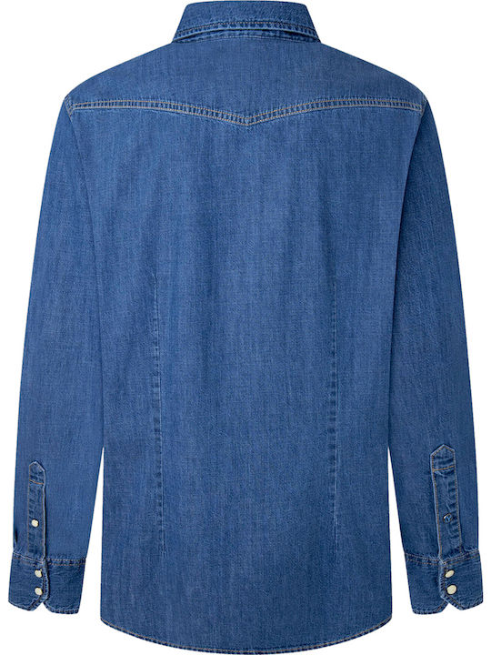 Carson Long-sleeved Denim Shirt Blue