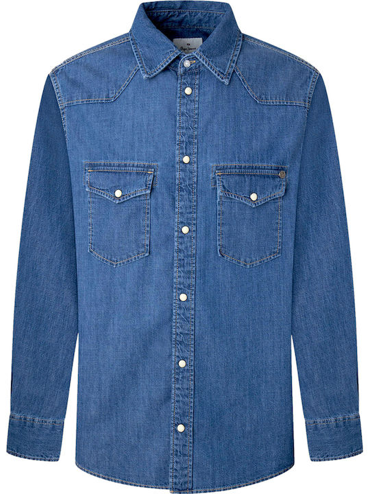 Carson Long-sleeved Denim Shirt Blue