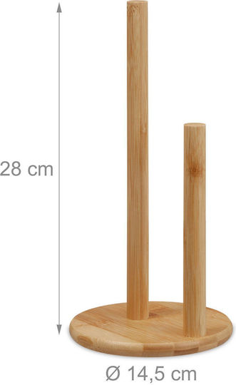Relaxdays Wooden Beige Paper Towel Holder 28x14.5cm 10045693