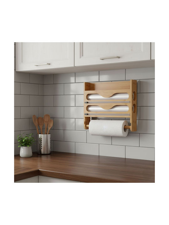 Relaxdays Suport Pentru Prosoape De Hârtie Din Lemn Bej 27x7cm 10051753