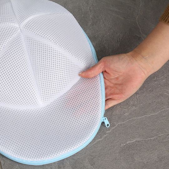 Flippy Cap Washing Bag Washing Machine Polyester 53 Cm Circumference Zipper Cap Support White Blue