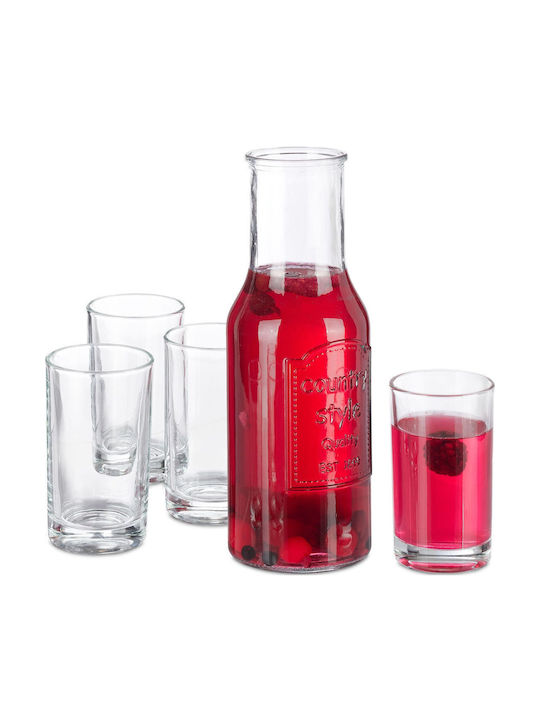 Relaxdays Carafă de Servire cu Pahare Transparentă Relaxdays Carafă de Servire cu Pahare Transparentă