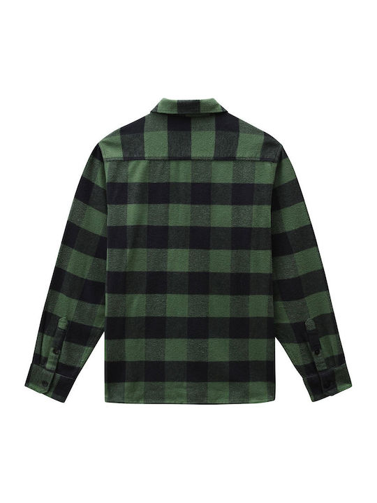 Sacramento Long-sleeved Flannel Shirt Checked Pine Green