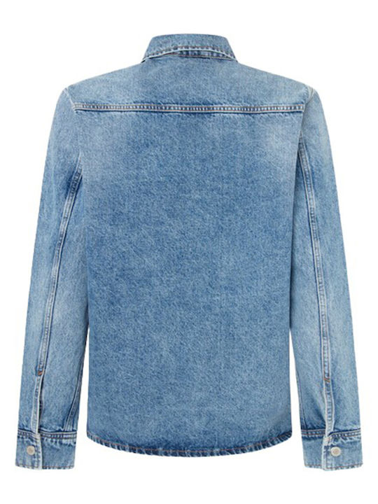 Long Sleeve Denim Overshirt in Regular Fit Blue