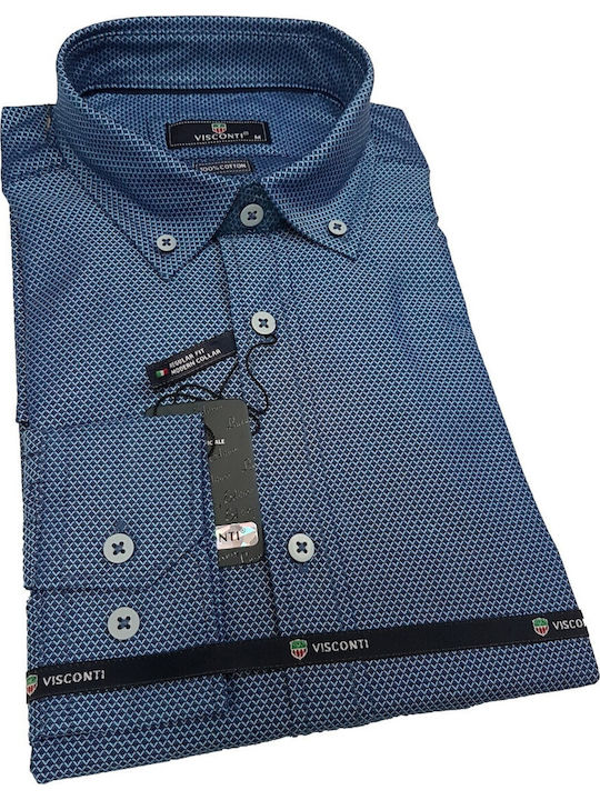 Langärmlig Baumwolle Hemd Blue