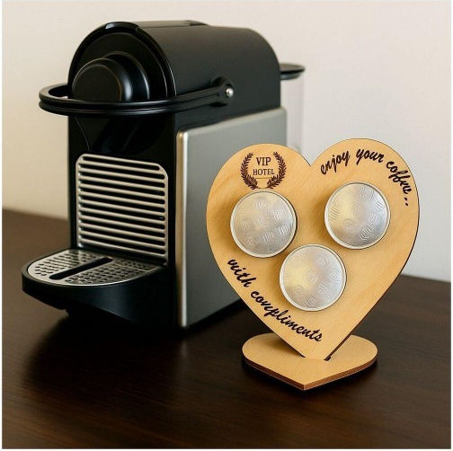 Wooden PodBase Heart Storage Stand for Nespresso Capsules 714770340202